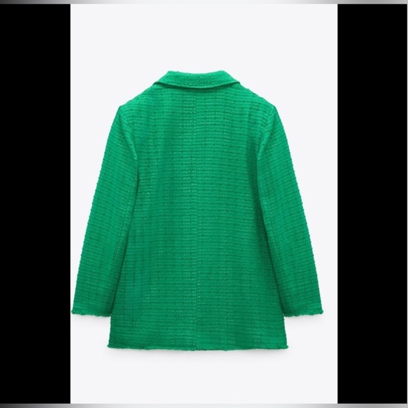 Zara textured double breasted green blazer(Size S) - Picture 6 of 17